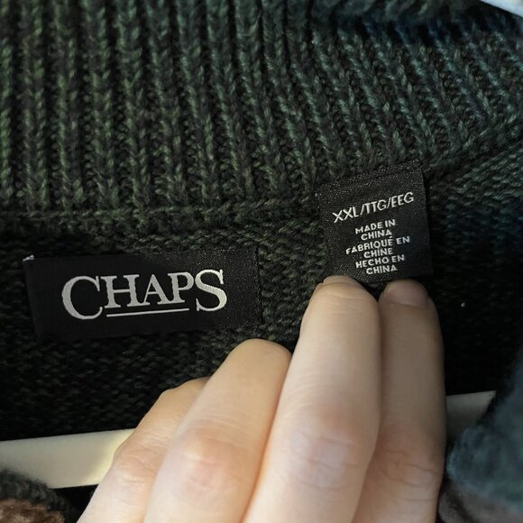 Chaps Henley Knit Sweater XXL Mens Preppy Academia Classic Half Heavy Cotton - Picture 3 of 8